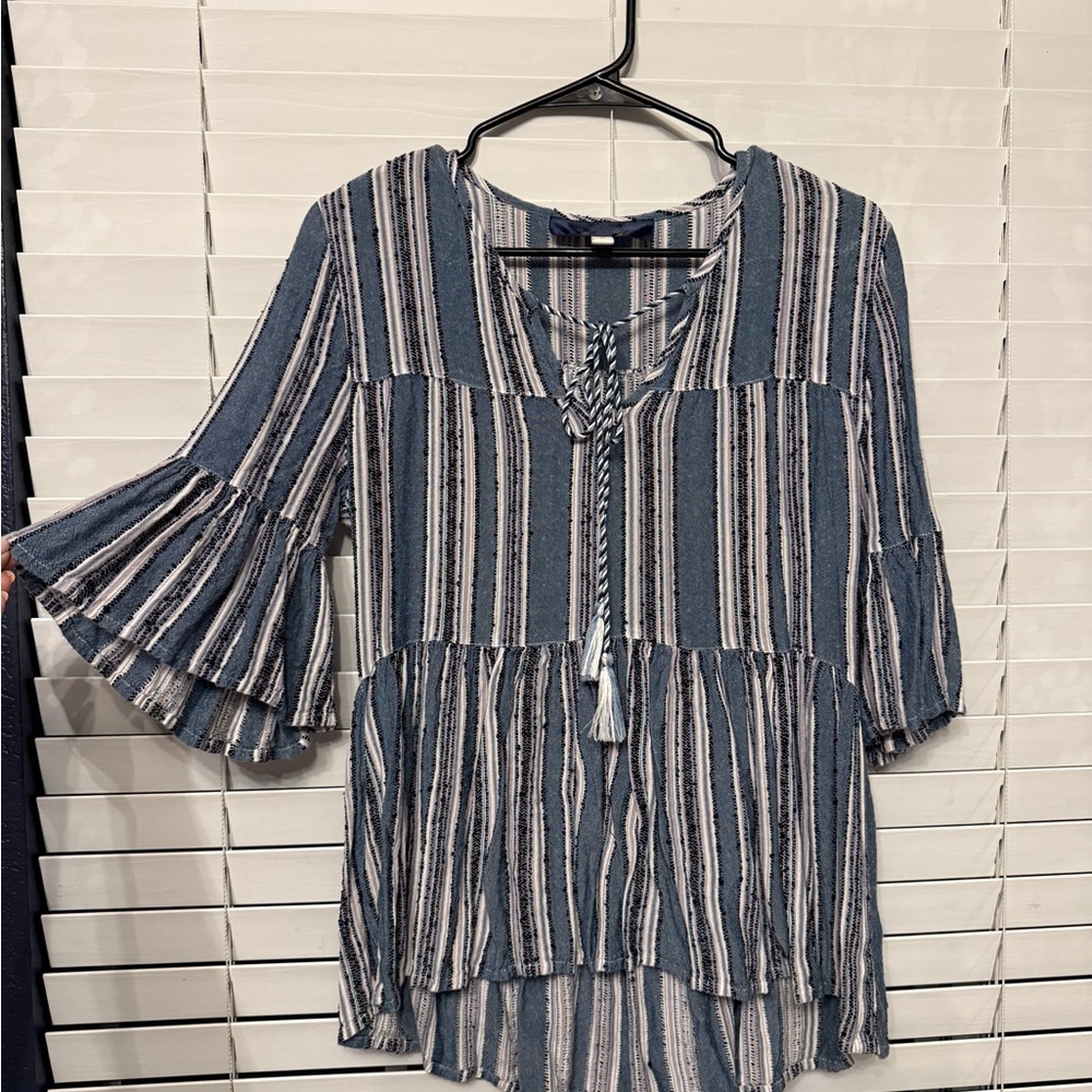 Striped Blue and White Women's Top